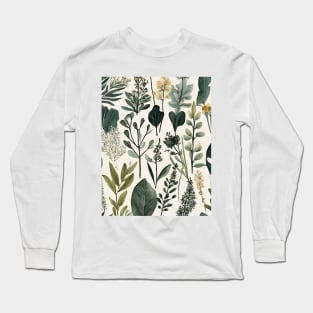 Minimalist Modern Boho Chic Wildflower Botanical Plants Long Sleeve T-Shirt